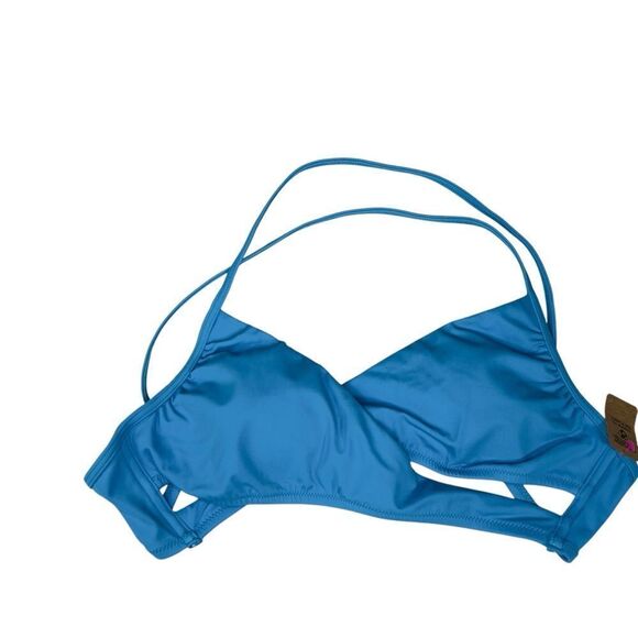 NWT‎ medium blue PINK BODY WRAP BIKINI TOP - Picture 3 of 14